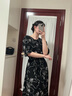 玖姿·安娜蔻優(yōu)雅通勤手繪線條印花醋酸收腰連衣裙女2025夏季新款 花黑 S 曬單實(shí)拍圖