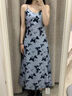 妙奕嘉新中式連衣裙女夏季新款裙子女士純欲法式吊帶長(cháng)裙海邊沙灘裙高級 新中式蝴蝶吊帶連衣裙【藍色】 M 【建議100斤內】 曬單實(shí)拍圖