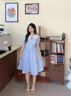 Teenie Weenie小熊女裝白色連衣裙2025夏季新款俏皮甜美少女感花邊裙子 淺藍(lán)色 S 曬單實(shí)拍圖
