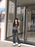 恰凡（QIAFAN）水泥灰高腰微喇牛仔褲女2025新款春秋季長褲秋冬修身馬蹄喇叭褲子 水泥灰 長褲 S  26 曬單實(shí)拍圖