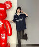 LEMANISM短袖男t恤夏季美式復(fù)古運(yùn)動體恤衫女寬松休閑上衣情侶裝寬松百搭 藏青色 L 曬單實(shí)拍圖