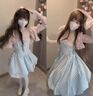 詩丹蕊學(xué)院風(fēng)甜美可愛格紋吊帶花苞裙女夏季2025新品款百搭粉色連衣裙子 格子長裙 均碼 【可備注碼數(shù)】 曬單實拍圖