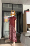 俞兆林媽媽禮服旗袍連衣裙中老年女裝喜婆婆婚宴裝貴夫人春秋外套兩件套 紅色（25-61款） 2XL (推薦100~115斤) 曬單實(shí)拍圖