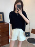 塔馳密司（touchmiss）TOUCH MISS氣質(zhì)高級(jí)感圓領(lǐng)T恤上衣女2025夏季爆款清涼寬松短袖潮 時(shí)尚黑 M 曬單實(shí)拍圖