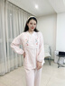 家の時(shí)光（Ht-home）月子服夏季薄款產(chǎn)后孕婦睡衣兩件套哺乳衣產(chǎn)婦女待產(chǎn)懷孕期家居服 牡丹粉*上衣+褲子 L     建議125~145斤左右穿著(zhù) 曬單實(shí)拍圖