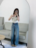 自巧小個(gè)子復(fù)古做舊直筒牛仔褲女2025新款微寬松遮胯顯瘦拖地長褲 牛仔藍(lán) XS （2碼） 曬單實(shí)拍圖