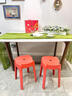 維佳框業(yè)喬遷新居紅色塑料凳子加厚家用可疊放喜慶風(fēng)車(chē)圓板凳結實(shí)耐用餐椅 6把裝-紅紅火火丨加粗凳腿 曬單實(shí)拍圖