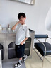 G.DUCKKIDS小黃鴨男童polo衫短袖t恤夏季套裝2025新款男孩大童夏裝半袖上衣 黑色T恤+卡其短褲套裝 140 (建議125-135cm 7-8周歲） 曬單實(shí)拍圖