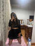 婍妡（Qeeshine）韓系學(xué)院風(fēng)jk制服水手服上衣夏季小個(gè)子黑色百褶裙甜辣妹兩件套裝 水手服+百褶裙+腰帶【三件套】 S 建議90斤內(nèi) 曬單實(shí)拍圖