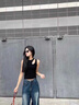 啄木鳥(niǎo)小眾設計感吊帶背心女2025新款外穿鏤空露肩無(wú)袖上衣打底衫內搭 黑色短款【帶罩杯】 M （90-105斤） 曬單實(shí)拍圖