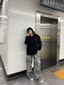 斯睿霖NOONOZ扎染迷彩做舊工裝褲男秋季闊腿歐美高街嘻哈褲子街頭休閑褲 迷彩 M 曬單實(shí)拍圖
