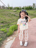 G.duck童裝女童夏裝套裝兒童衣服小童夏季卡通T恤防蚊褲1-3小女孩運動(dòng)裝 米杏色 120尺碼5~6歲【110-120cm】 曬單實(shí)拍圖