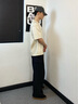 卡賓（CABBEEN）【高級印花】男裝夏季涼感冰絲短袖t恤新款立體LOGO上衣圓領(lǐng) 杏色15（寬松版型） L /175/50 曬單實拍圖