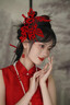 硯璽結(jié)婚禮物剪紙新娘訂婚頭飾新中式紅色喜鵲復(fù)古旗袍造型結(jié)婚發(fā)飾 比翼雙飛頭飾一對(duì)裝 曬單實(shí)拍圖