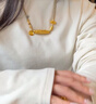 瑞諾黃金天珠項鏈女新款足金999黃財神掛墜編織吊墜生日禮物送女友 勿拍/精美包裝定金 曬單實拍圖