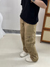 MMOPTOP美式多口袋工裝褲子春夏季男士痞帥傘兵直筒休閑褲MXXK10 卡其 XL 曬單實(shí)拍圖