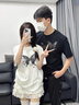 MDlila《2件價(jià)》情侶裝夏季短袖t恤蝴蝶衣服一男一女休閑寬松半袖定制 夢(mèng)幻蝴蝶 黑男+白女-兩件裝 男L+女M 曬單實(shí)拍圖