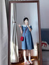 媽媽本色孕婦連衣裙夏2025新款寬松娃娃領(lǐng)減齡時(shí)尚洋氣薄款短袖襯衫中長(zhǎng)款 藍(lán)色連衣裙 L 曬單實(shí)拍圖