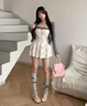 FSHE2025新款甜辣碎花溫柔風吊帶連衣裙女春季收腰裙子女裝夏季套裝 開衫+吊帶連衣裙【兩件套】 L 曬單實拍圖