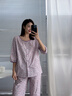 允織梭織棉紗布睡衣女純棉春秋季七分袖夏天薄款中年媽媽女士家居服套 1231-豆沙紫 2XL (175) ：建議140-160斤穿著(zhù) 曬單實(shí)拍圖