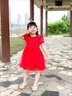 G.DUCKKIDS女童連衣裙夏裝2025新款洋氣兒童蓬蓬紗裙夏季小女孩超仙公主裙子 紅色 130 cm 曬單實(shí)拍圖