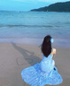 微光里連衣裙拼接印花網(wǎng)紗吊帶裙海邊度假藍(lán)色長(zhǎng)裙收腰印花網(wǎng)紗魚尾長(zhǎng)裙 蕾絲印花連衣裙【藍(lán)色 L】 曬單實(shí)拍圖