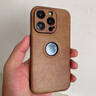 鯨咖適用蘋(píng)果16promax手機殼新款真皮皮套iPhone15Pro鏡頭全包防摔14plus高級感男士商務(wù)超薄13情侶女 漏標皮紋【棕色】鏡頭全包_耐磨 iPhone16Pro 曬單實(shí)拍圖