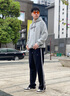 卡賓（CABBEEN）【純棉水洗】撞色織帶休閑褲男2025夏季新款寬松運(yùn)動(dòng)直筒衛(wèi)褲 煤黑色01 L /175/50 曬單實(shí)拍圖
