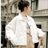 矜持范短款白色牛仔外套女春秋季新款寬松韓版棒球服夾克氣質(zhì)上衣短外套 白色 M 95-105斤 曬單實拍圖