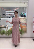 紫魅俏春夏季新款婚禮媽媽裝連衣裙宴會(huì)高端禮服喜婆婆裝高貴中老年女裝 香檳粉 2XL (建議120-130斤) 曬單實(shí)拍圖