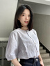 lagogo浪漫法式圓領(lǐng)襯衫女拉谷谷2025年春夏新款氣質(zhì)紫色中袖上衣 紫色 L 曬單實拍圖