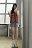 真維斯（Jeanswest）刺繡牛仔短褲女夏季2025年新款卷邊ins高腰顯瘦a字小個子外穿熱褲 淺藍(lán)色 M 【95-105斤選】 曬單實拍圖