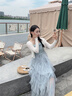 衣典零一（LEDIALYI）網(wǎng)紗拼接吊帶連衣裙女夏季2025新款無(wú)袖背心裙小個(gè)子披肩兩件套裝 藍(lán)色吊帶裙 S （建議105以內(nèi)） 曬單實(shí)拍圖