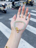 中國黃金（CHINA GOLD）足金兩世歡手鏈女新款和田玉手串情人七夕情人節(jié)禮物送女朋友老婆 兩世清歡手串 約1.12g【玫瑰禮盒】 曬單實拍圖