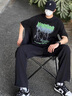 芝興褲子男夏季冰絲褲薄款涼感速干休閑褲新款潮百搭高端寬松闊腿長褲 黑色【單件裝】 XL 【適合120-145斤】 曬單實拍圖