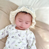 嬰兒帽子夏天薄款蕾絲花邊公主遮陽(yáng)帽韓版春夏透氣幼兒寶寶宮廷帽 蝴蝶結-米色 參考2-8個(gè)月/帽圍35-44cm 曬單實(shí)拍圖