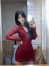 FSHE純欲法式紅色小媽感連衣裙女早初秋季內搭性感御姐氣質(zhì)修身包臀裙 紅色 S 曬單實(shí)拍圖