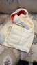 Classic Teddy兒童羽絨服男女童輕薄連帽外套中大童裝90絨子保暖衣服 米白 130  曬單實(shí)拍圖