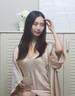 JIOESC冰絲睡衣女夏性感睡袍吊帶睡裙春秋仿真絲輕奢家居服內(nèi)衣純欲戰(zhàn)袍 香檳色 睡裙+睡袍 均碼80-130斤 曬單實(shí)拍圖