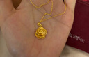 中國黃金（CHINA GOLD）玫瑰花黃金項鏈女媽媽款足金幸?；ǖ鯄嬈呦η槿斯?jié)送老婆媽媽長輩 精致包裝盒子不含項鏈 曬單實拍圖