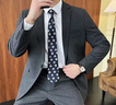 羅蒙（ROMON）條紋西服套裝男兩件套修身新郎結婚禮服商務(wù)職業(yè)正裝小西裝外套男 深灰色 (西服+褲子) XL 參考125-140左右 曬單實(shí)拍圖