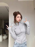 天丂韓系修身顯瘦衛(wèi)衣女早春立領(lǐng)灰色長袖上衣設(shè)計(jì)感小眾外套內(nèi)搭T恤 簡約刺繡修身衛(wèi)衣【灰色M】 曬單實(shí)拍圖
