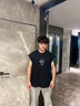 卡賓（CABBEEN）【洗水潑墨】男裝 美式街頭背心厚板網(wǎng)眼logo印花無袖上衣 煤黑色01 L /175/50 曬單實拍圖