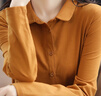 LOVER RUCCI法國長袖t恤女絲光棉2025秋冬新款Polo領(lǐng)上衣純棉長袖開衫女 愛馬橙 XL 曬單實(shí)拍圖