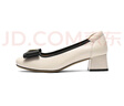 百麗（Belle）牛皮氣質(zhì)優(yōu)雅單鞋女商場(chǎng)同款粗跟單鞋D8Q1DAQ5 米色 37 (235mm) 曬單實(shí)拍圖