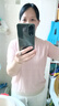 蘭伶坊涼感一線品牌專柜商場撤回剪標夏季上衣短袖女圓領(lǐng)冰絲針織衫 粉色 均碼 建議85斤-145斤 曬單實拍圖