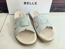 百麗（Belle）閃鉆休閑拖鞋女商同款舒適平跟可外穿拖鞋D6S1DBT5 銀色 39 (245mm) 曬單實(shí)拍圖