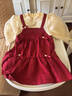 JELLYBABY連衣裙紅色春春女童兒童禮服裙春冬小童公主裙周歲生日宴寶寶裙子 紅色 90 CM 曬單實(shí)拍圖