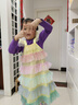 ASK JUNIOR女童連衣裙2025夏小童彩虹網(wǎng)紗蛋糕裙兒童吊帶公主裙 黃色 120  曬單實(shí)拍圖
