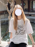 回力長袖t恤女秋裝2025年最新款小貓內(nèi)搭打底衫初中生純棉寬松體恤衫 曬單實拍圖